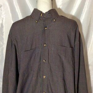 Men Van Heusen Burgundy Plaid M Button Up Long Sleeve Shirt